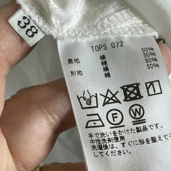 ENRICA Japan size 38 (Small) white blouse ties at neck silk cotton blend top - Picture 6 of 8